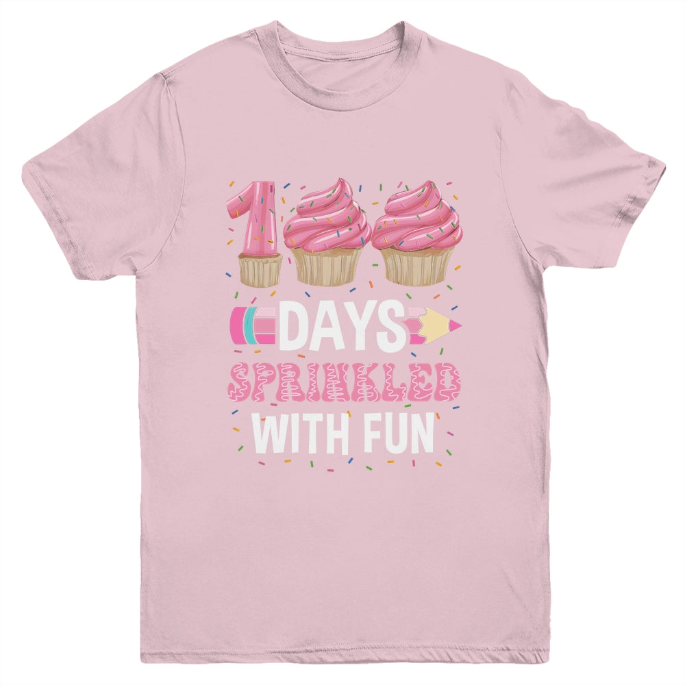 100 Days Sprinkled With Fun Cupcake 100th Day Of School Girl Youth Shirt | siriusteestore