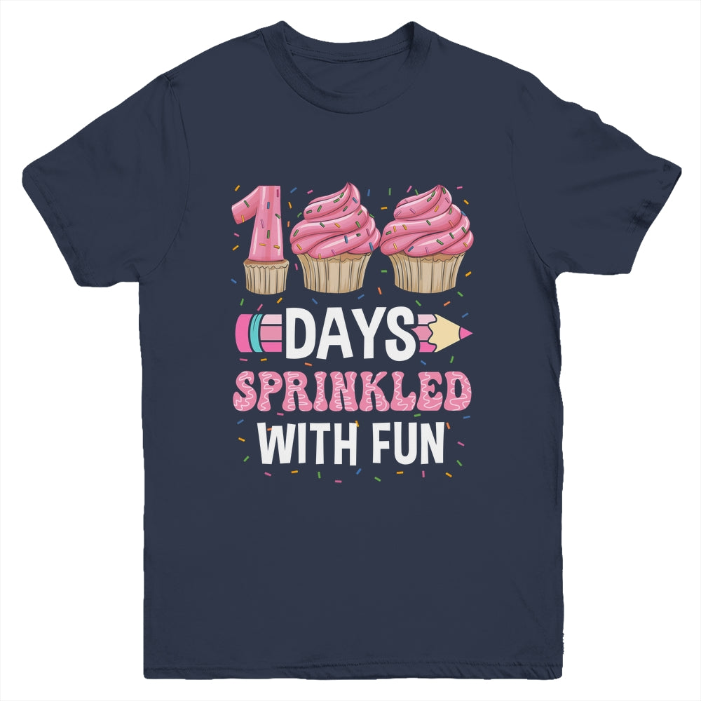 100 Days Sprinkled With Fun Cupcake 100th Day Of School Girl Youth Shirt | siriusteestore