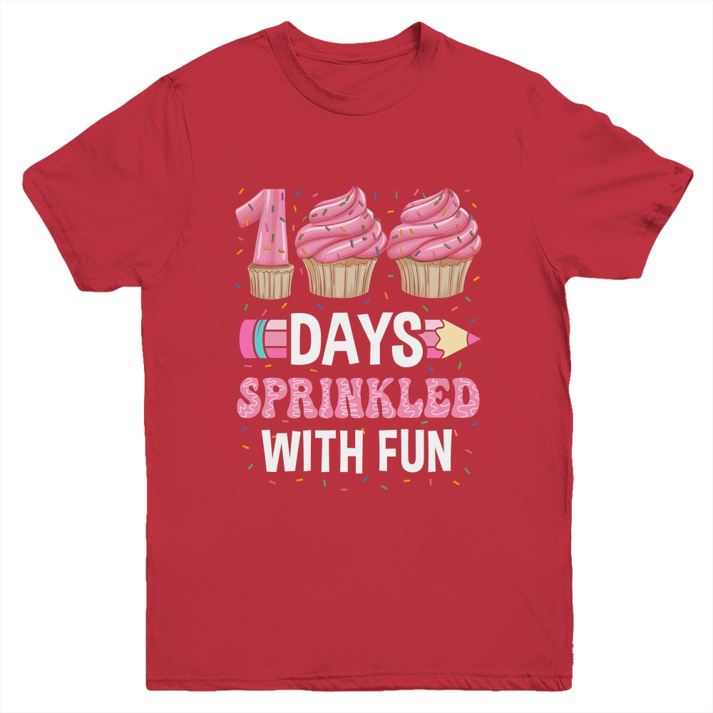 100 Days Sprinkled With Fun Cupcake 100th Day Of School Girl Youth Shirt | siriusteestore