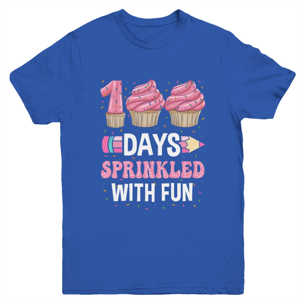 100 Days Sprinkled With Fun Cupcake 100th Day Of School Girl Youth Shirt | siriusteestore