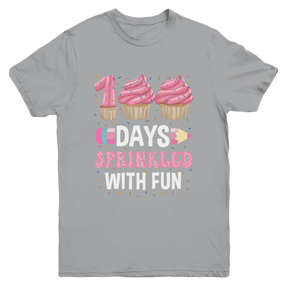 100 Days Sprinkled With Fun Cupcake 100th Day Of School Girl Youth Shirt | siriusteestore