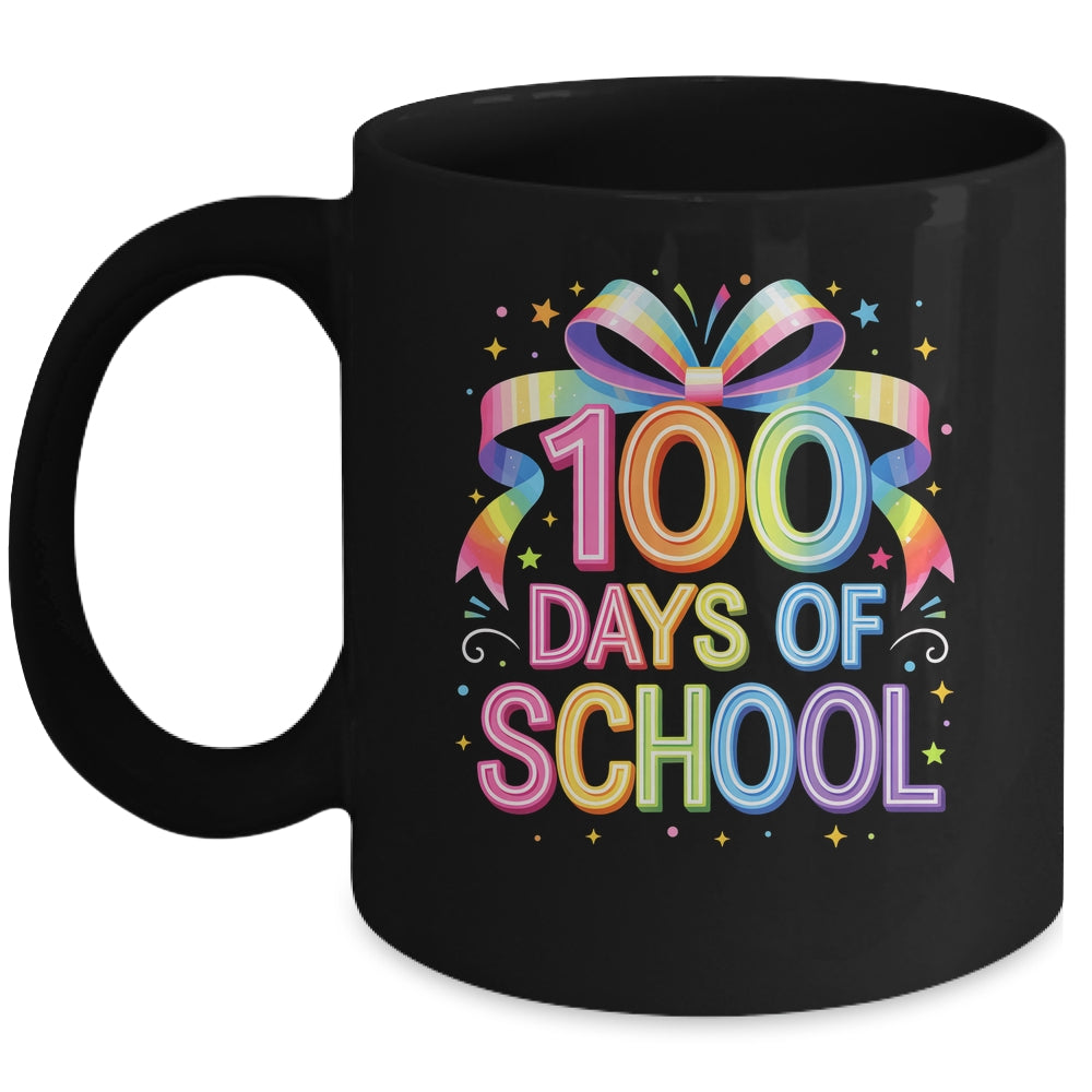 100th Day Of School For Girls 100 Days Teacher Coquette Bow Mug | siriusteestore