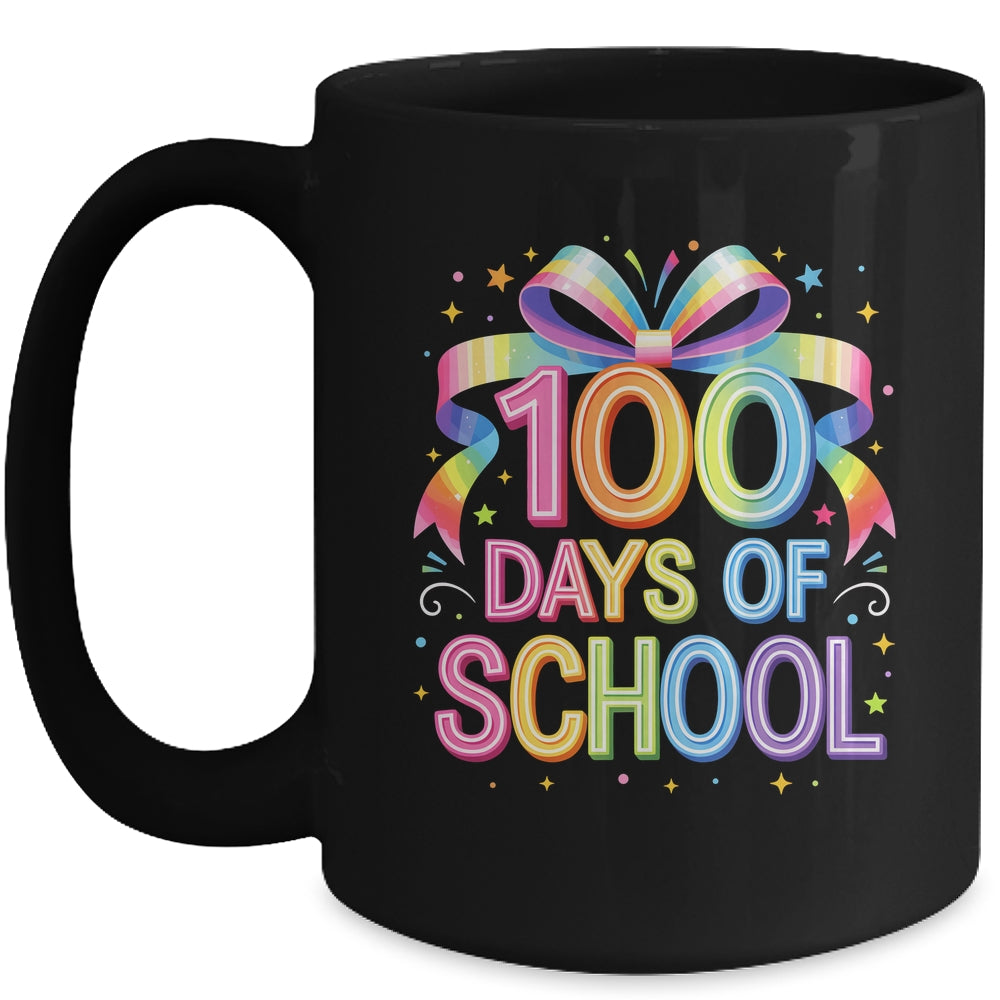 100th Day Of School For Girls 100 Days Teacher Coquette Bow Mug | siriusteestore