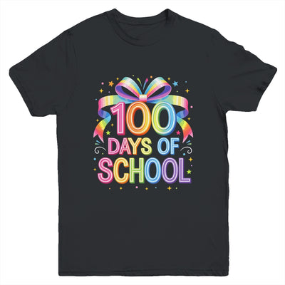 100th Day Of School For Girls 100 Days Teacher Coquette Bow Youth Shirt | siriusteestore