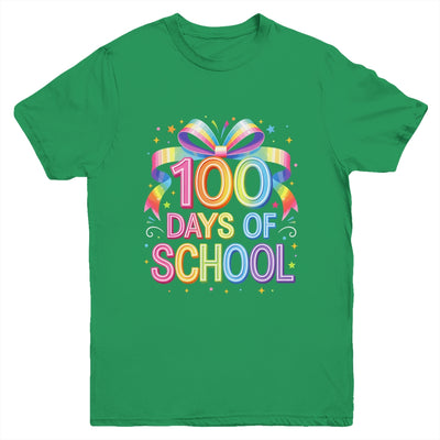 100th Day Of School For Girls 100 Days Teacher Coquette Bow Youth Shirt | siriusteestore