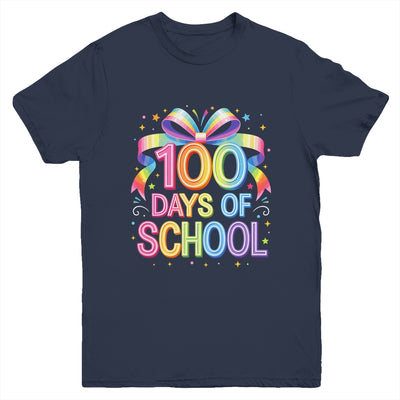 100th Day Of School For Girls 100 Days Teacher Coquette Bow Youth Shirt | siriusteestore