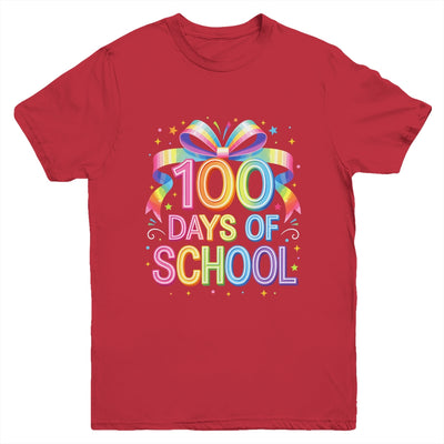 100th Day Of School For Girls 100 Days Teacher Coquette Bow Youth Shirt | siriusteestore