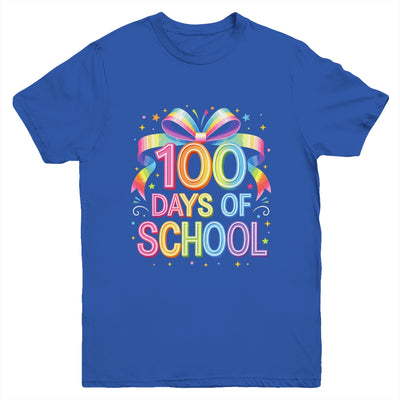 100th Day Of School For Girls 100 Days Teacher Coquette Bow Youth Shirt | siriusteestore