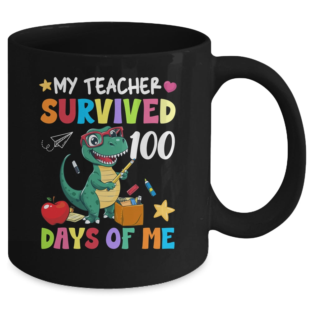 100th Day Of School My Teacher Survived 100 Days Boys Dino Mug | siriusteestore