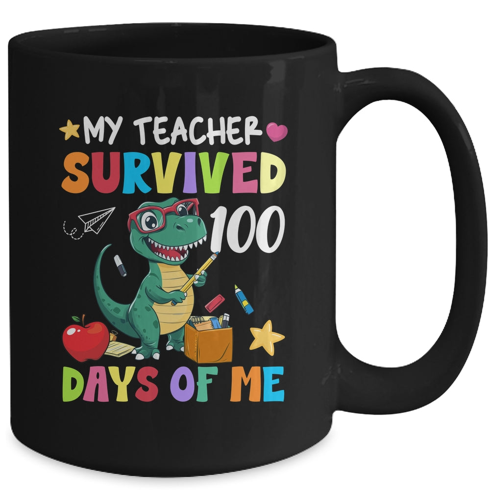 100th Day Of School My Teacher Survived 100 Days Boys Dino Mug | siriusteestore