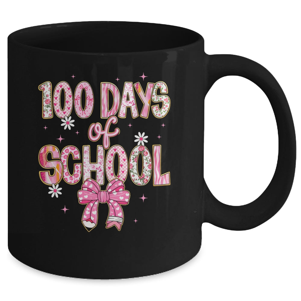 100th Day Of School Preppy 100 Days Teacher Kid Coquette Bow Mug | siriusteestore