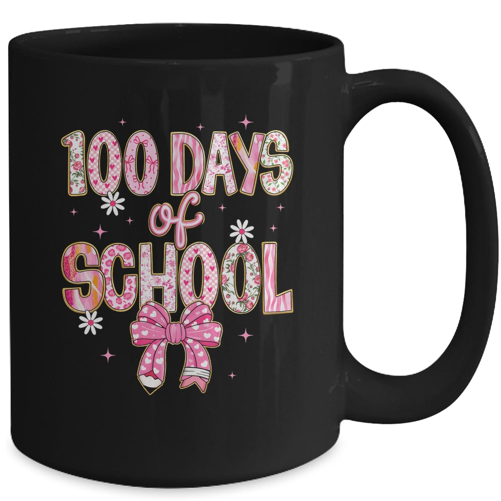 100th Day Of School Preppy 100 Days Teacher Kid Coquette Bow Mug | siriusteestore