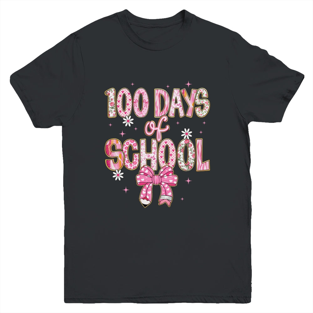 100th Day Of School Preppy 100 Days Teacher Kid Coquette Bow Youth Shirt | siriusteestore