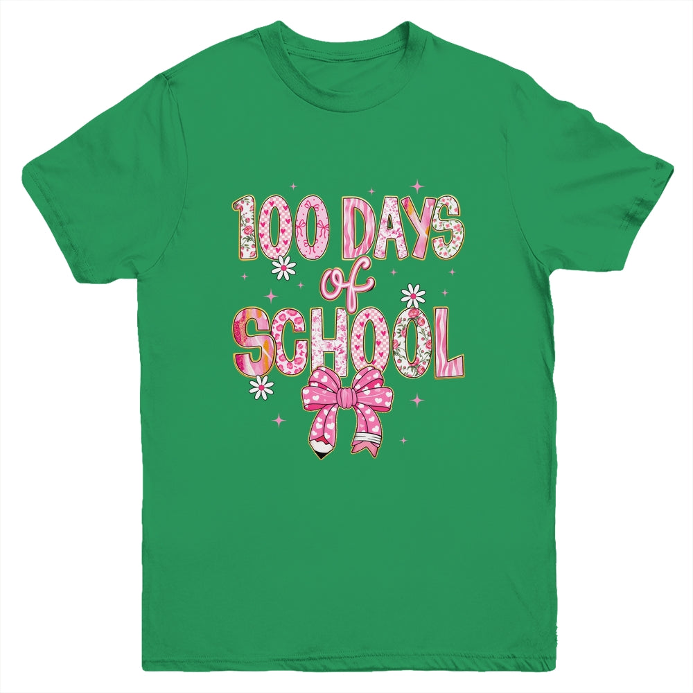 100th Day Of School Preppy 100 Days Teacher Kid Coquette Bow Youth Shirt | siriusteestore