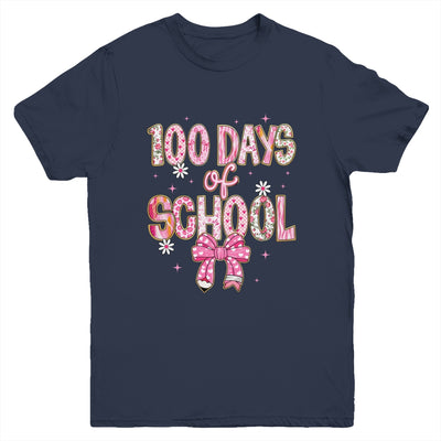 100th Day Of School Preppy 100 Days Teacher Kid Coquette Bow Youth Shirt | siriusteestore