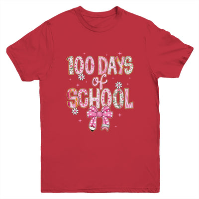 100th Day Of School Preppy 100 Days Teacher Kid Coquette Bow Youth Shirt | siriusteestore