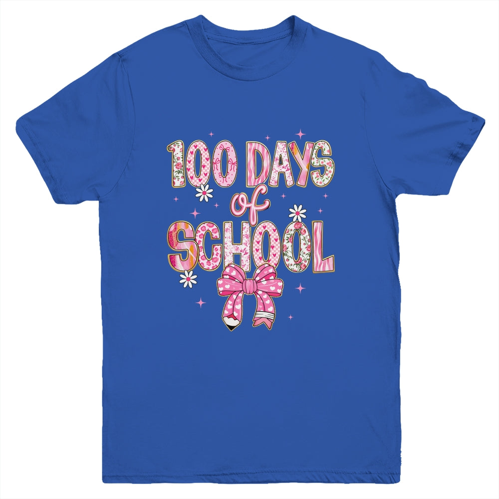 100th Day Of School Preppy 100 Days Teacher Kid Coquette Bow Youth Shirt | siriusteestore