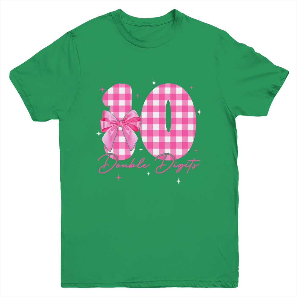 10 Double Digits 10th Birthday Girl Coquette 10 Year Old Youth Shirt | siriusteestore