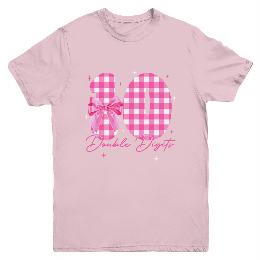 10 Double Digits 10th Birthday Girl Coquette 10 Year Old Youth Shirt | siriusteestore