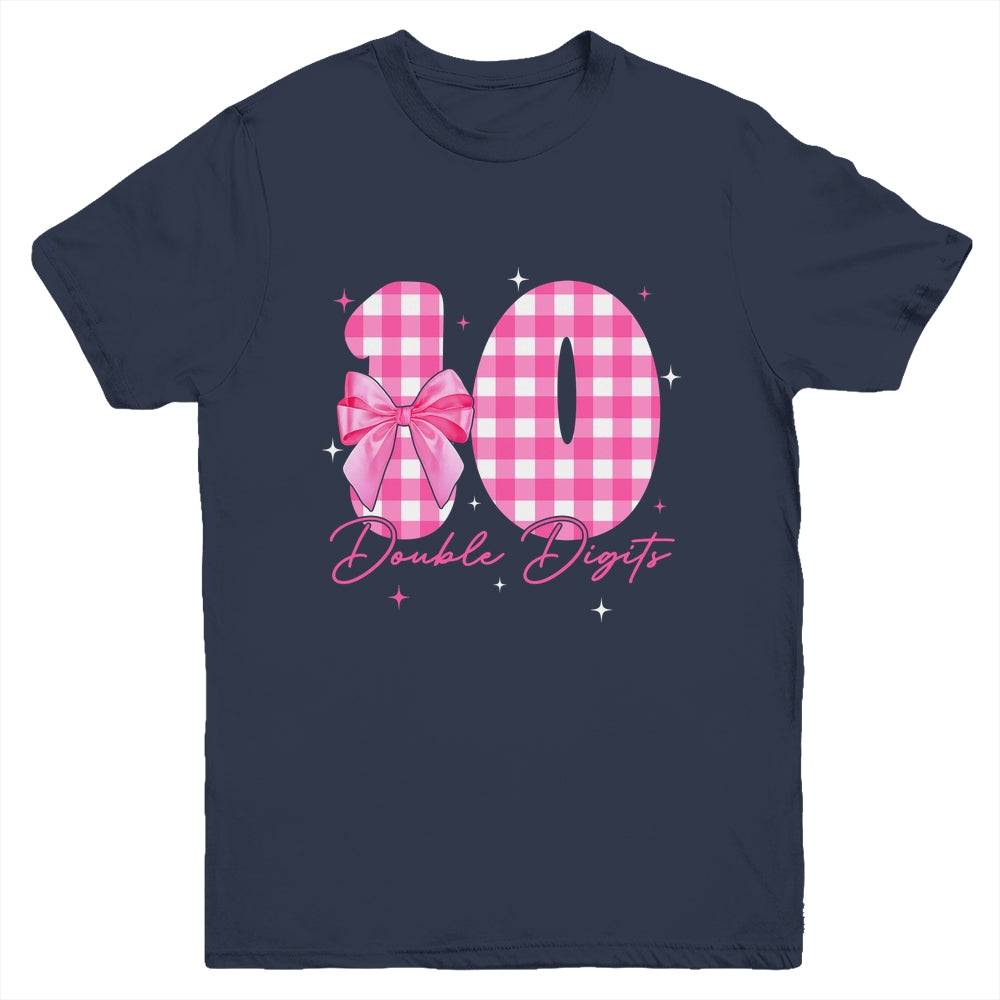 10 Double Digits 10th Birthday Girl Coquette 10 Year Old Youth Shirt | siriusteestore