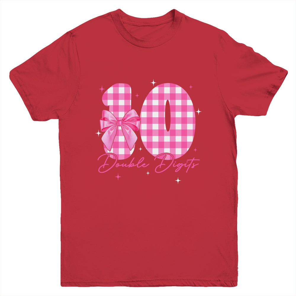 10 Double Digits 10th Birthday Girl Coquette 10 Year Old Youth Shirt | siriusteestore