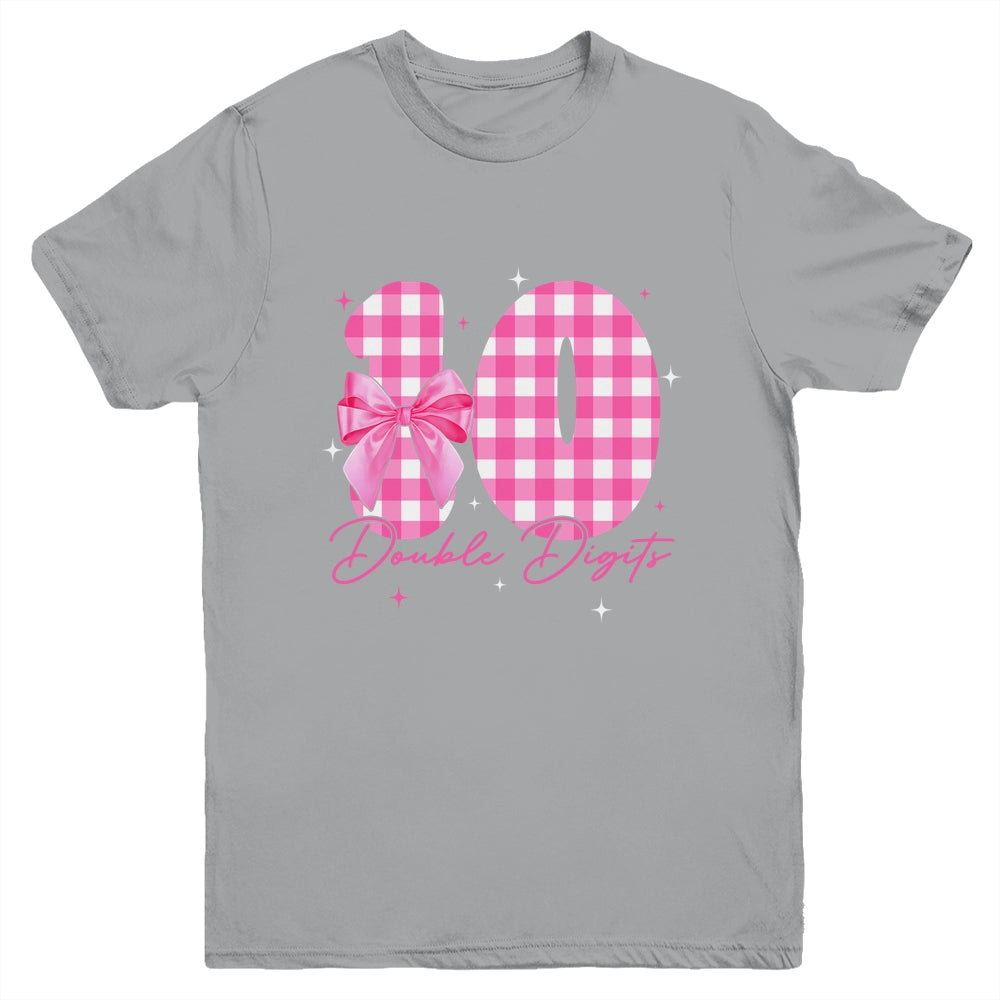10 Double Digits 10th Birthday Girl Coquette 10 Year Old Youth Shirt | siriusteestore
