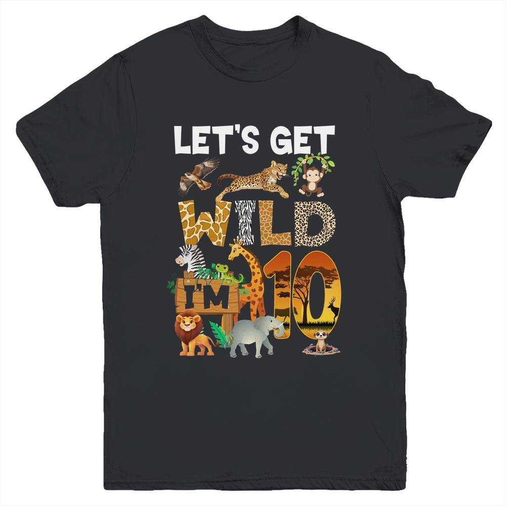 10 Year Old Zoo Birthday Safari Jungle Animal 10th Bday Youth Shirt | siriusteestore