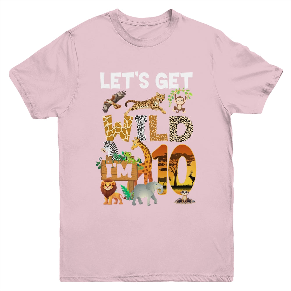10 Year Old Zoo Birthday Safari Jungle Animal 10th Bday Youth Shirt | siriusteestore