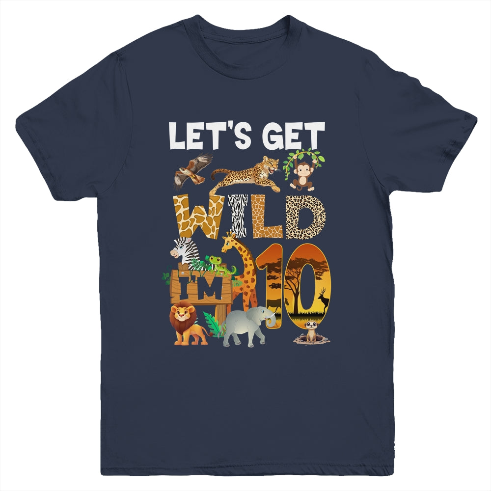 10 Year Old Zoo Birthday Safari Jungle Animal 10th Bday Youth Shirt | siriusteestore