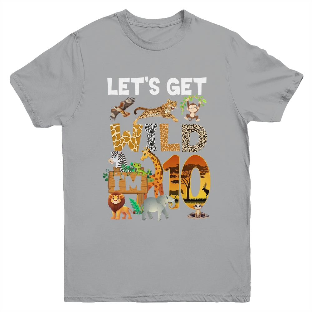 10 Year Old Zoo Birthday Safari Jungle Animal 10th Bday Youth Shirt | siriusteestore
