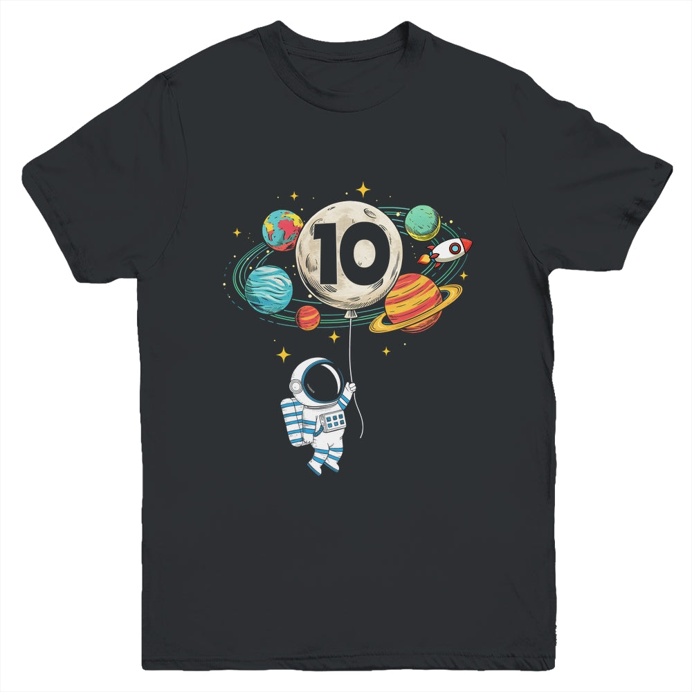 10 Years Old Birthday Boy Astronaut Space 10th Birthday Youth Shirt | siriusteestore