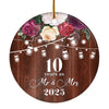 10th Anniversary Wedding Ornament 10 Years As Mr and Mrs For Couples Christmas Husband Wife Married Wedding Gift Holiday Decoration Christmas Tree Ornament | siriusteestore