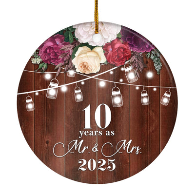 10th Anniversary Wedding Ornament 10 Years As Mr and Mrs For Couples Christmas Husband Wife Married Wedding Gift Holiday Decoration Christmas Tree Ornament | siriusteestore