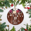 10th Anniversary Wedding Ornament 10 Years As Mr and Mrs For Couples Christmas Husband Wife Married Wedding Gift Holiday Decoration Christmas Tree Ornament | siriusteestore