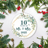 10th Anniversary Wedding Ornament Married 10 Years As Mr and Mrs For Couples Christmas Husband Wife Wedding Gift Holiday Decoration Christmas Tree Ornament | siriusteestore