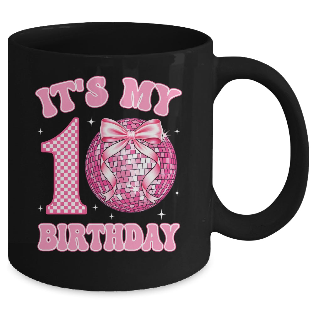10th Birthday Coquette Bow Disco Ball 10 Year Old Birthday Mug | siriusteestore