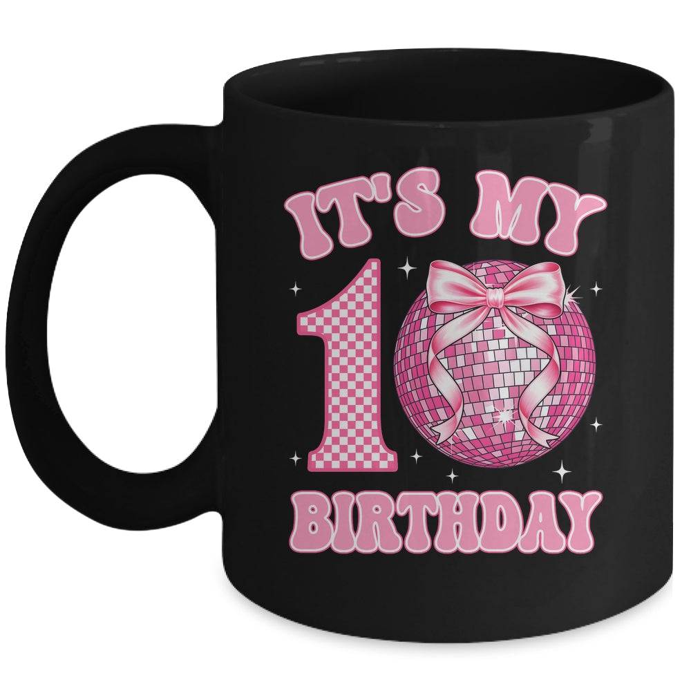 10th Birthday Coquette Bow Disco Ball 10 Year Old Birthday Mug | siriusteestore