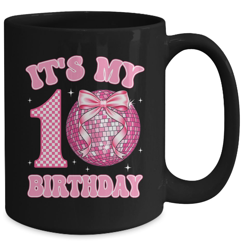 10th Birthday Coquette Bow Disco Ball 10 Year Old Birthday Mug | siriusteestore