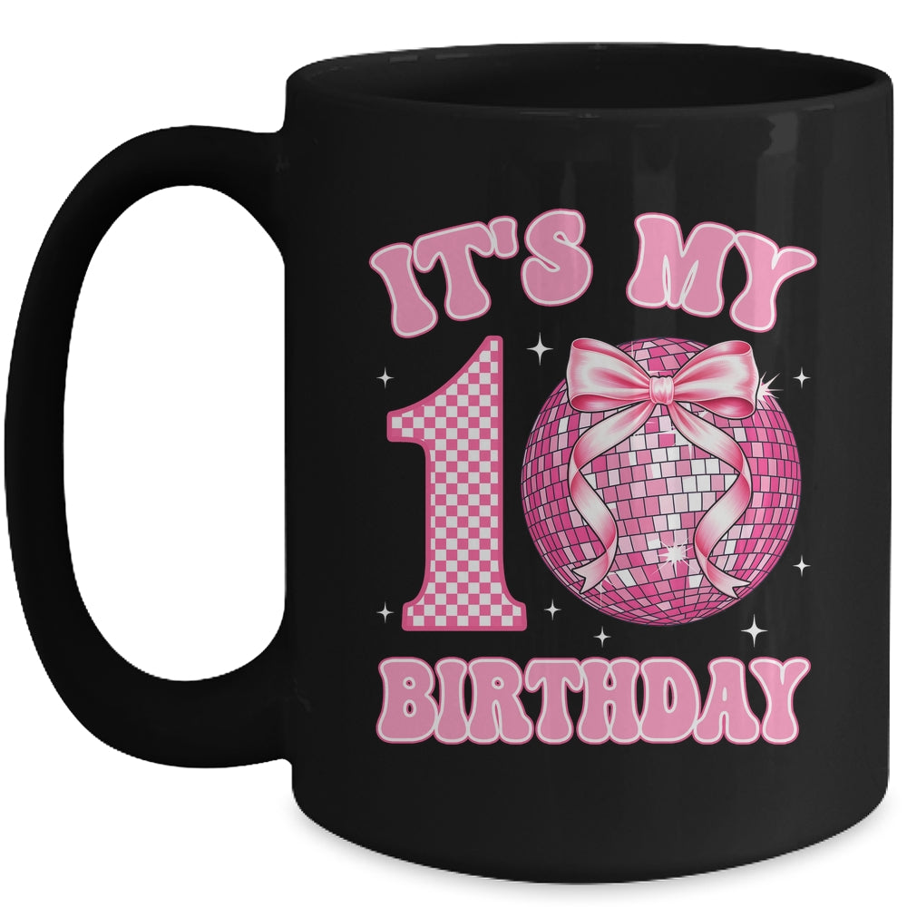 10th Birthday Coquette Bow Disco Ball 10 Year Old Birthday Mug | siriusteestore