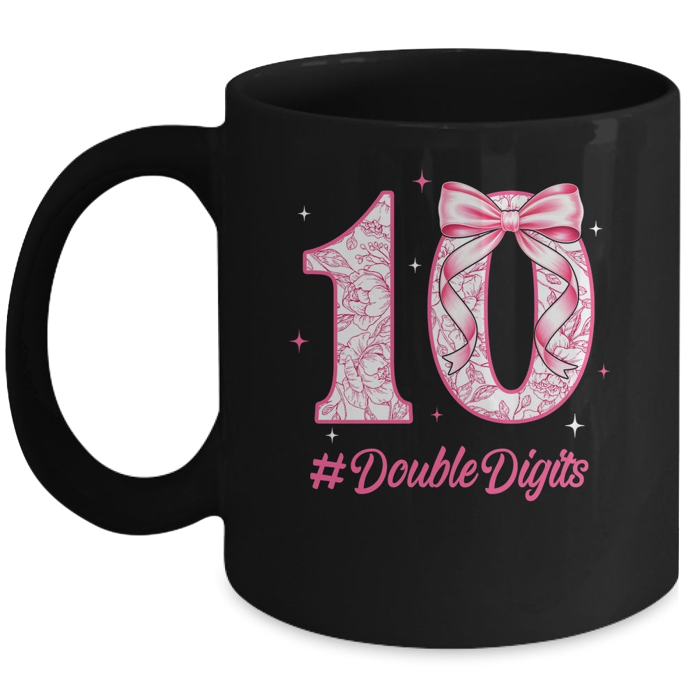 10th Birthday Girl Pink Coquette Bow 10 Year Old Aesthetic Mug | siriusteestore