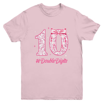 10th Birthday Girl Pink Coquette Bow 10 Year Old Aesthetic Youth Shirt | siriusteestore