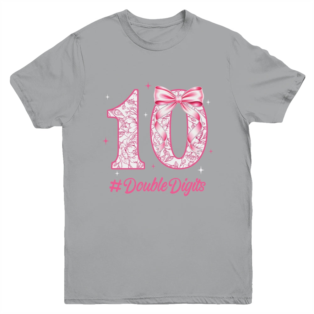 10th Birthday Girl Pink Coquette Bow 10 Year Old Aesthetic Youth Shirt | siriusteestore
