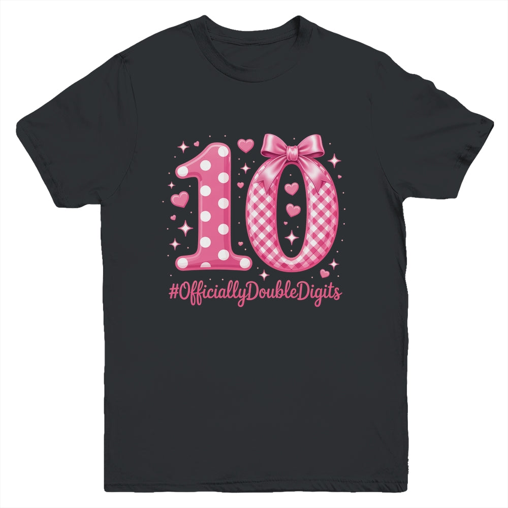 10th Birthday Girls 10 Year Officially Double Digits Bday Youth Shirt | siriusteestore
