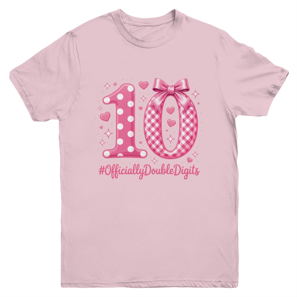 10th Birthday Girls 10 Year Officially Double Digits Bday Youth Shirt | siriusteestore