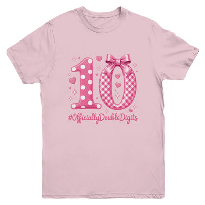 10th Birthday Girls 10 Year Officially Double Digits Bday Youth Shirt | siriusteestore