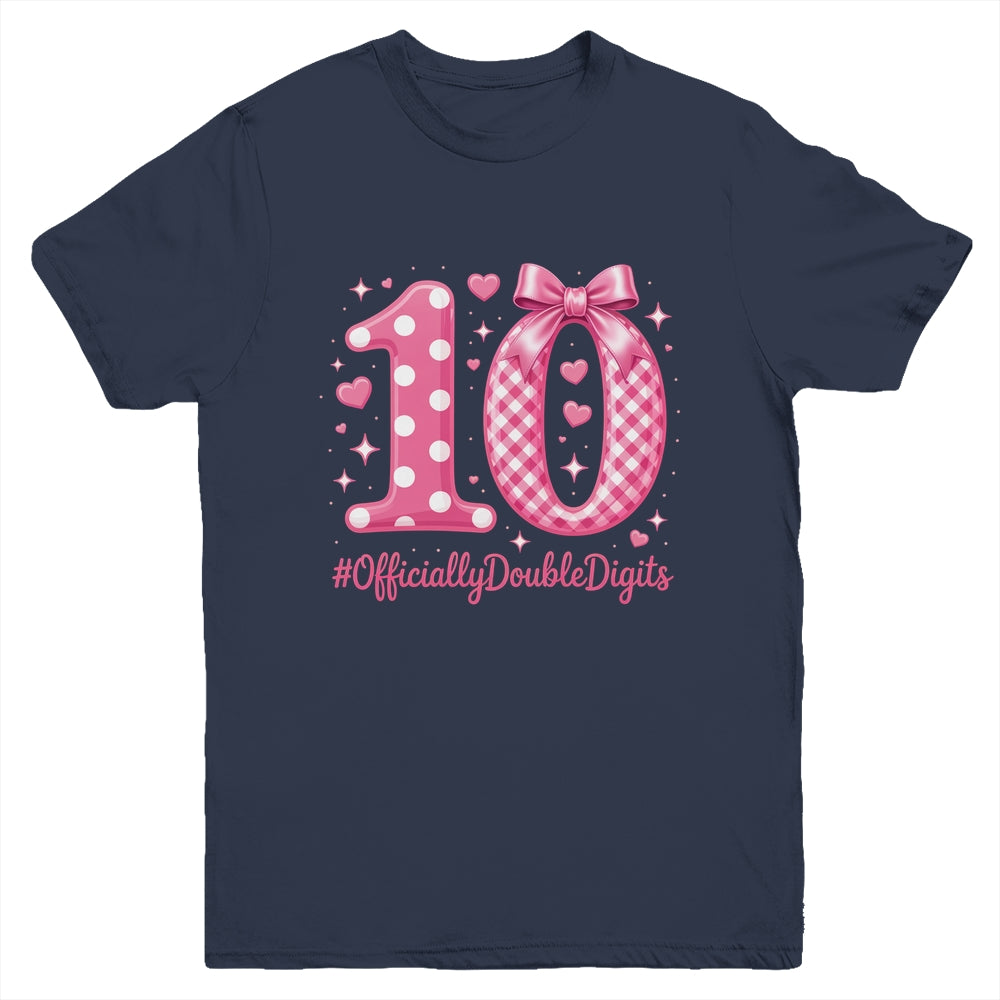10th Birthday Girls 10 Year Officially Double Digits Bday Youth Shirt | siriusteestore