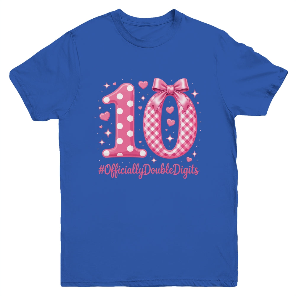 10th Birthday Girls 10 Year Officially Double Digits Bday Youth Shirt | siriusteestore