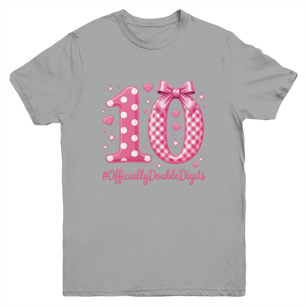 10th Birthday Girls 10 Year Officially Double Digits Bday Youth Shirt | siriusteestore