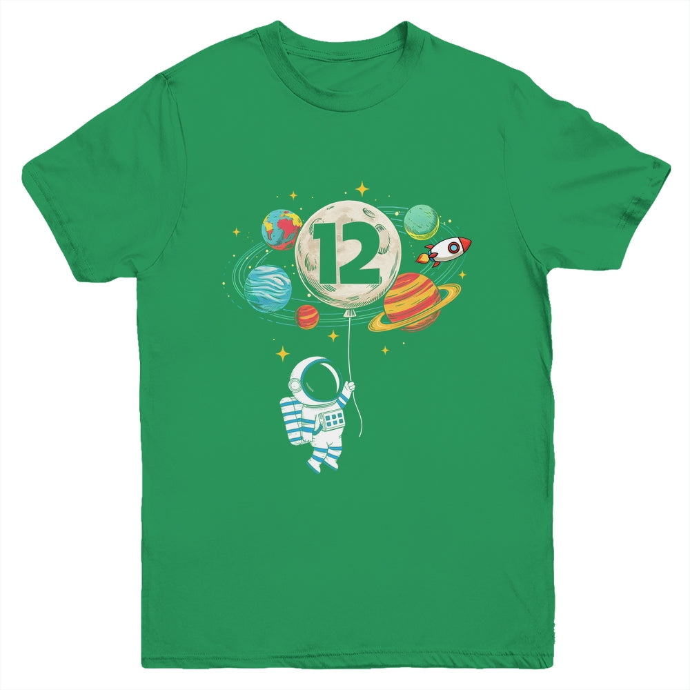 12 Years Old Birthday Boy Astronaut Space 12th Birthday Youth Shirt | siriusteestore