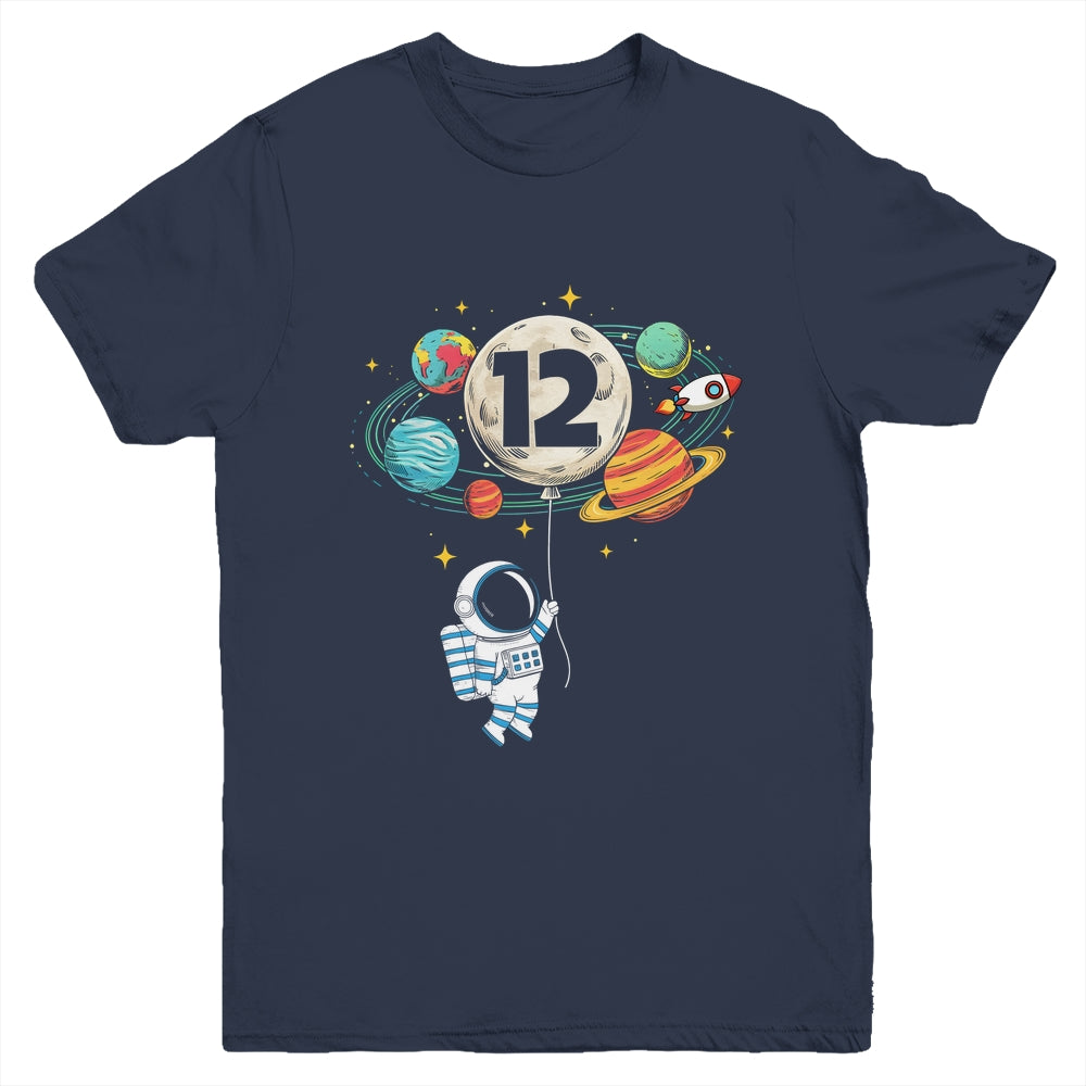 12 Years Old Birthday Boy Astronaut Space 12th Birthday Youth Shirt | siriusteestore